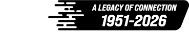 75 years A legacy of Connection 1951-2026 logo in white and black
